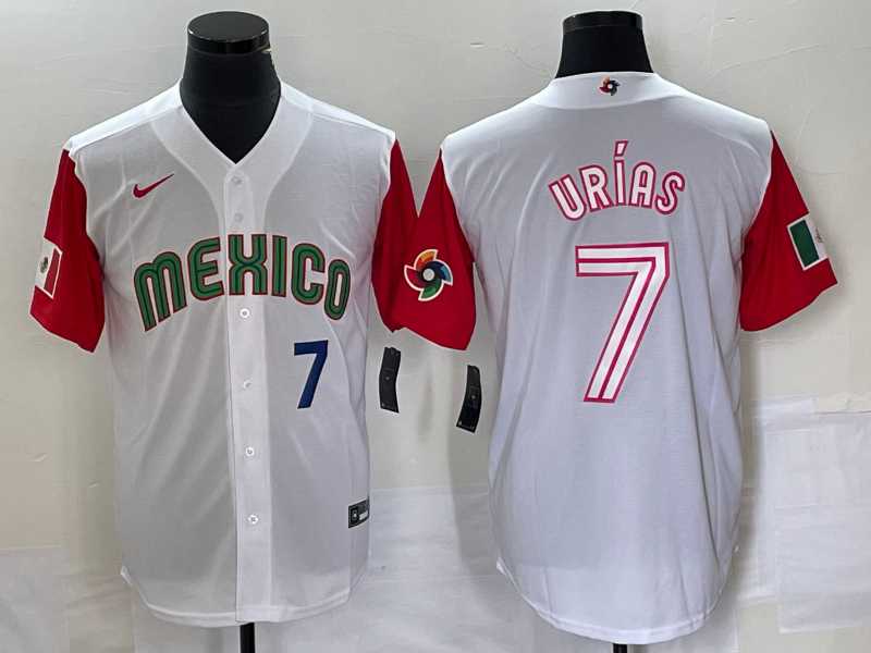 Men's Mexico Baseball #7 Julio Urias Number 2023 White Red World Classic Stitched Jersey 44,We sell and wholesale Men's Mexico Baseball #7 Julio Urias Number 2023 White Red World Classic Stitched Jersey 44 on line form chian!